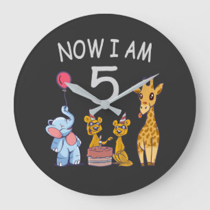 Jetzt bin ich 5 Jahre alt 5. Geburtstag im Zoo Große Wanduhr
