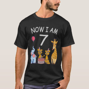 Jetzt bin ich 7 Jahre alt 7. Geburtstag im Zoo T-Shirt