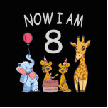 Jetzt bin ich 8 Jahre alt 8. Geburtstag im Zoo Freistehende Fotoskulptur<br><div class="desc">Alles Gute zum 8. Geburtstag. Ein wunderschönes Design mit einem niedlichen Elefanten,  zwei Frettchen und einer Giraffe zum Geburtstag im Zoo.</div>