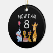 Jetzt bin ich 8 Jahre alt 8. Geburtstag im Zoo Keramik Ornament (Links)