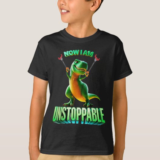 Jetzt bin ich unaufhaltsam lustiger T-Rex Tyrannos T-Shirt (Vorderseite)