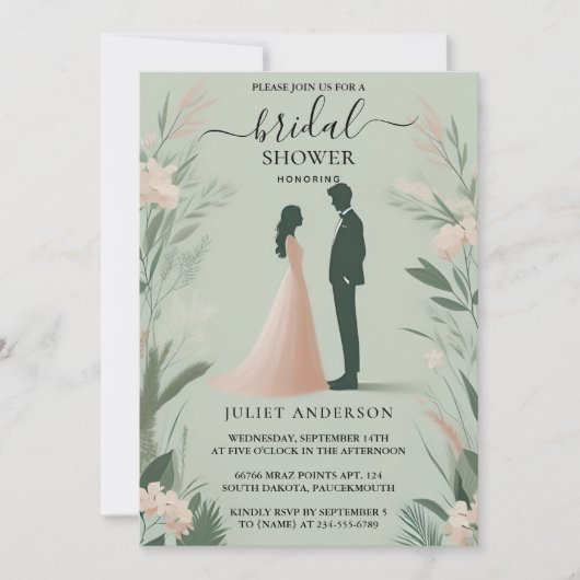 Jetzt blush Peach Minze Moss Sage Green Brautparty Einladung (Vorderseite)