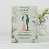 Jetzt blush Peach Minze Moss Sage Green Brautparty Einladung (Stehend Vorderseite)
