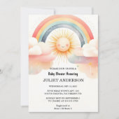 Jetzt Boy Pink Unique Sky Cloud Sunshine Baby Dusc Einladung (Vorderseite)