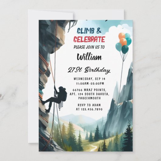Jetzt Boy Tree Fun Cliff Rock Klettern 21. Geburts Einladung (Vorderseite)