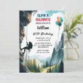 Jetzt Boy Tree Fun Cliff Rock Klettern 21. Geburts Einladung (Stehend Vorderseite)