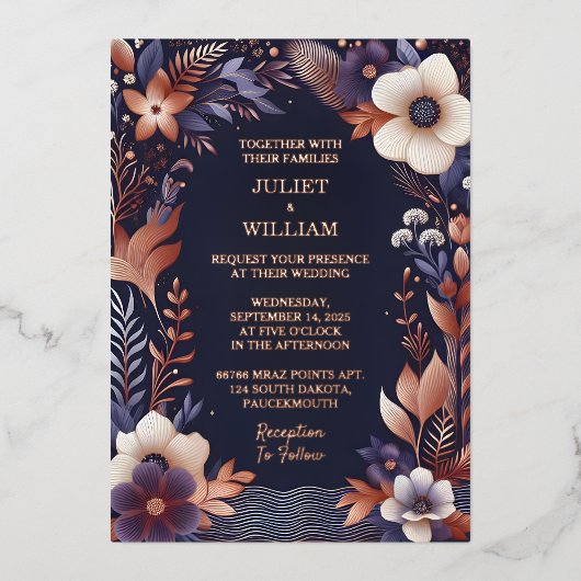 Jetzt Budget billig Outdoor stylish Navy Blue Wedd Folieneinladung (Vorderseite)