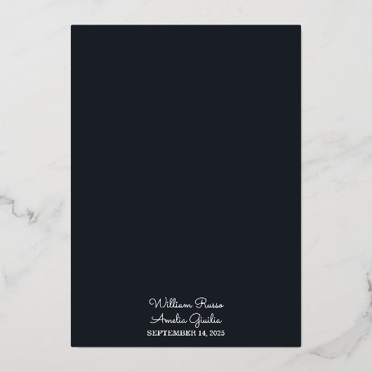 Jetzt Budget billig Outdoor stylish Navy Blue Wedd Folieneinladung (Rückseite)