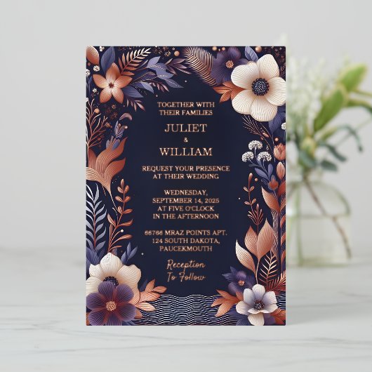 Jetzt Budget billig Outdoor stylish Navy Blue Wedd Folieneinladung (Stehend vorne)