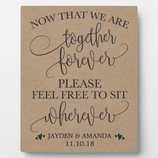 Jetzt, da wir zusammen sind für immer sitzen, wohi fotoplatte (Vorderseite)