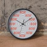 Jetzt - Das einzige Mal, das zählt Uhr<br><div class="desc">Jetzt Uhr - Schwarze und Weiße Kreise Option Illusion mit der Arbeit Jetzt in orange. Eine Uhr,  die die einzige Zeit zeigt,  die wirklich zählt!</div>