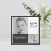 Jetzt Einladung zur Black & White Graduation Party (Stehend Vorderseite)