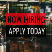 Jetzt einstellen: Heute Schlichtes Berufliches Unt Fensteraufkleber