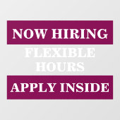 Jetzt einstellen Hilfe Gewollt Mitarbeiter einstel Fensteraufkleber (Blatt)