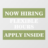 Jetzt einstellen Hilfe Gewollt Mitarbeiter einstel Fensteraufkleber (Blatt)