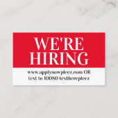 Jetzt Einstellung von Hilfe gewollt Anstellung Job Visitenkarte (Vorderseite)