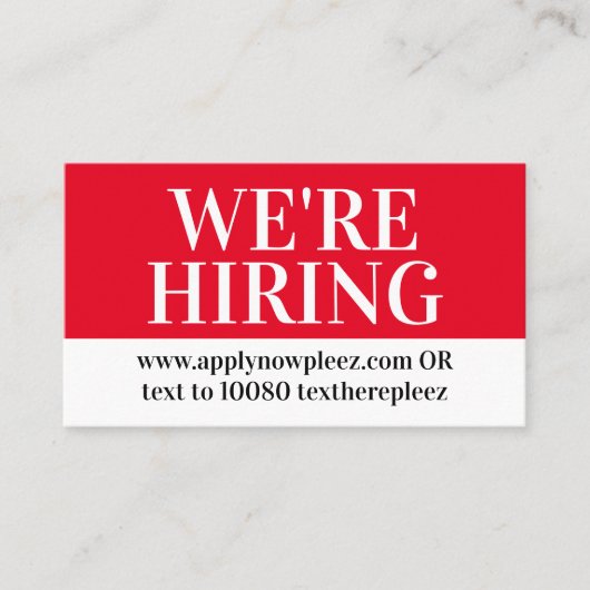 Jetzt Einstellung von Hilfe gewollt Anstellung Job Visitenkarte (Vorderseite)