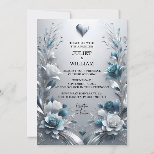 Jetzt Extravagante Metallgläser Shiny High End Sil Einladung (Vorderseite)