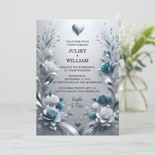 Jetzt Extravagante Metallgläser Shiny High End Sil Einladung (Stehend Vorderseite)