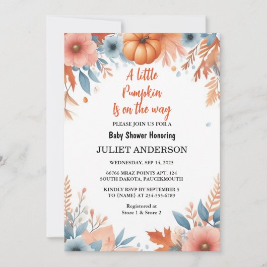 Jetzt Farm Pink Blue Boho Girl Boy Fall Baby Dusch Einladung (Vorderseite)