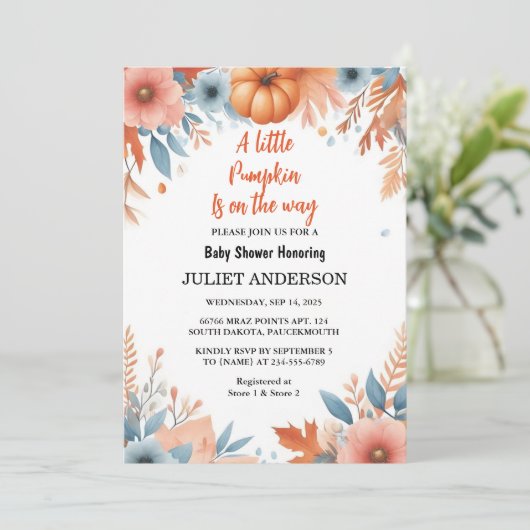 Jetzt Farm Pink Blue Boho Girl Boy Fall Baby Dusch Einladung (Stehend Vorderseite)