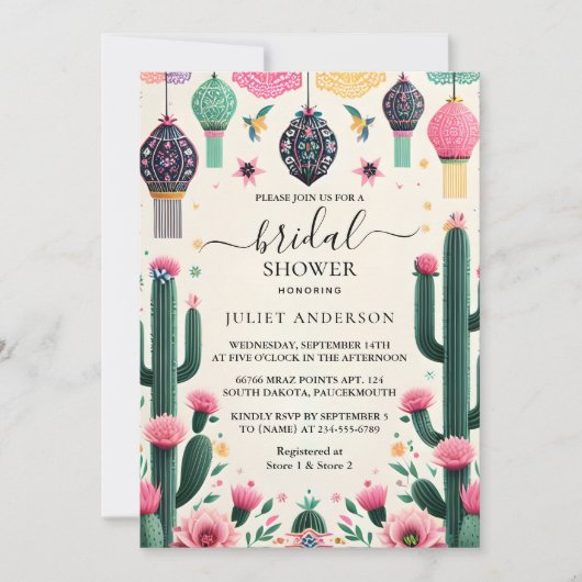 Jetzt Fiesta Cactus Travel Mexicans Brautparty Einladung (Vorderseite)