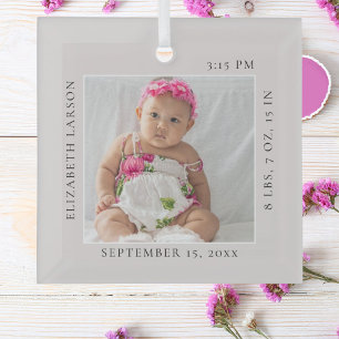 Jetzt Geborenes Baby's Birth Stats Individuelle Na Ornament Aus Glas