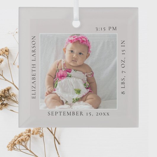 Jetzt Geborenes Baby's Birth Stats Individuelle Na Ornament Aus Glas
