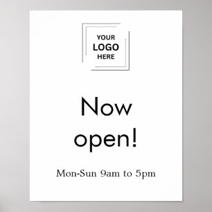 Jetzt geöffnet   Geschäftsöffnungszeiten Logo Weiß Poster