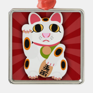 Jetzt glückliche Cat-Charakterspass-Illustration Silbernes Ornament