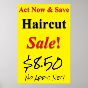 Jetzt handeln & Gerettet Haircut Sale Beauty Salon Poster