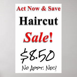 Jetzt handeln & Gerettet Haircut Sale Beauty Salon Poster