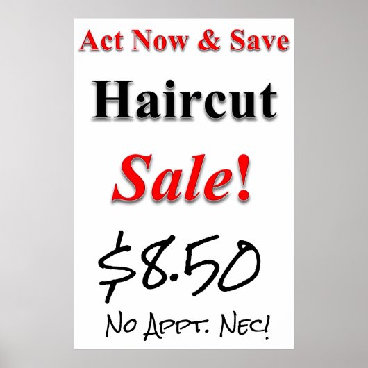 Jetzt handeln & Gerettet Haircut Sale Beauty Salon Poster (Vorne)