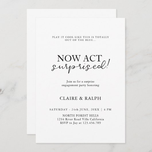 Jetzt handeln überraschend! | Moderne überraschend Einladung (Vorne/Hinten)