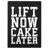 Jetzt heben, Kuchen später - Carbon - Funny Workou Klemmbrett (Rückseite)