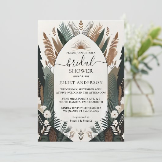 Jetzt Holz Baum Rustikale Stallfarm Arch Brautpart Einladung (Stehend Vorderseite)