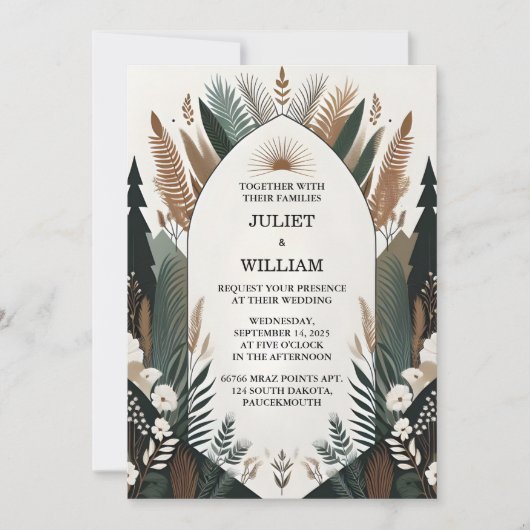 Jetzt Holzbaumwald Rustikale Baumfarm Arch Hochzei Einladung (Vorderseite)