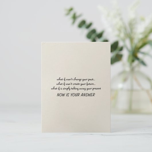 Jetzt Ihre Antwort Zitat Minimalistisch Postkarte (Stehend Vorderseite)