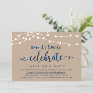 Jetzt ist es Zeit zu feiern, Hochzeit Elopement In Einladung