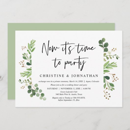 Jetzt ist es Zeit zum Party, Hochzeitsfeier-Party Einladung (Vorne/Hinten)
