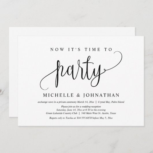 Jetzt ist es Zeit zum Party, Hochzeitsfeier zu bee Einladung (Vorne/Hinten)