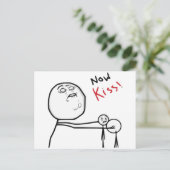 Jetzt Kiss Rage Face Comic Meme Postkarte (Stehend Vorderseite)