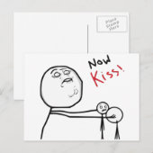 Jetzt Kiss Rage Face Comic Meme Postkarte (Vorne/Hinten)