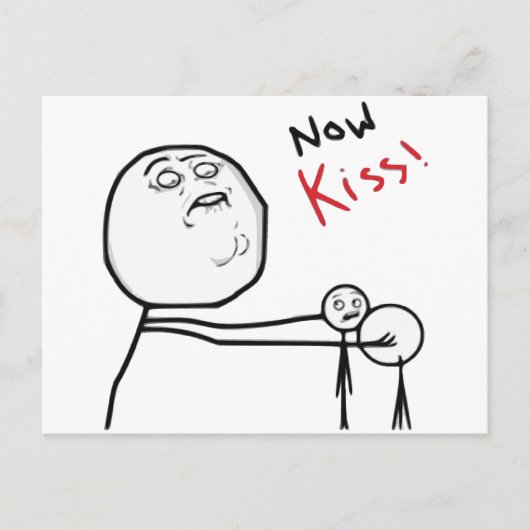 Jetzt Kiss Rage Face Comic Meme Postkarte (Vorderseite)