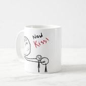 Jetzt Kuss-Raserei-Gesichts-Comic Meme Kaffeetasse (Vorderseite Links)