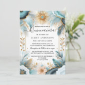 Jetzt Lamp Ivory Ice Sky Gold Light Blue Quinceane Einladung (Stehend Vorderseite)