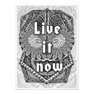 Jetzt live - Positives Zitat Fotodruck
