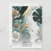 Jetzt Marmor Monstera Smaragdgrün und Gold Hochzei Einladung (Rückseite)