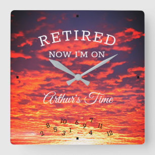 Jetzt müde auf Ihre Zeit Orange Sunrise Rente Quadratische Wanduhr