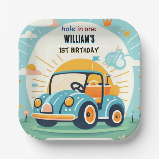 jetzt noch ein niedliches Golfloch in einem ersten Pappteller (Vorderseite)